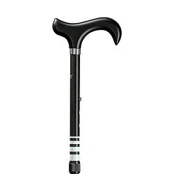 Foto van Gastrock wandelstok verstelbaar - zwart - ringel - aluminium - derby handvat - lengte 85 - 95 cm
