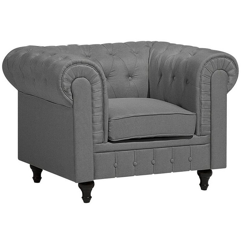 Foto van Beliani chesterfield - fauteuil-grijs-polyester