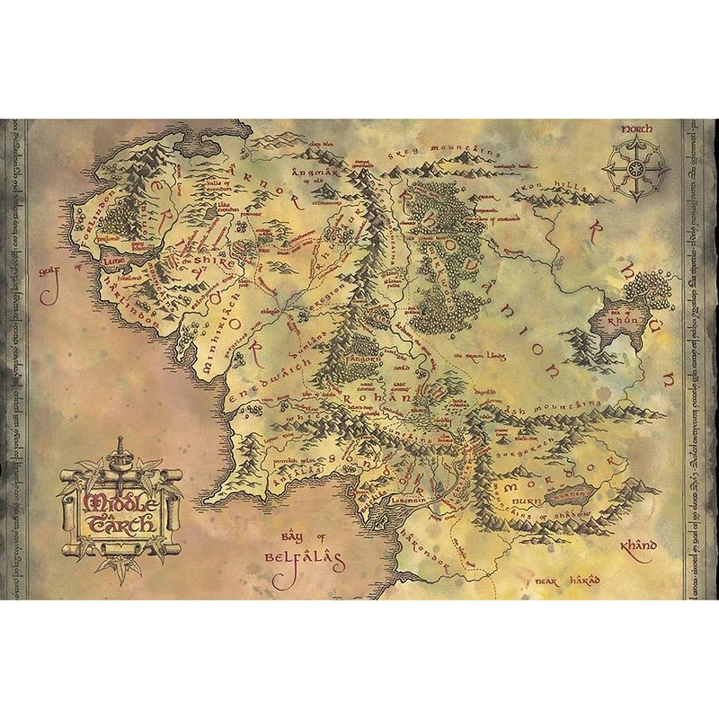 Foto van Pyramid the lord of the rings middle earth map poster 91,5x61cm