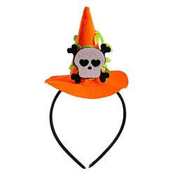 Foto van Carnival toys diadeem hoed skull junior 9,5 cm vilt oranje