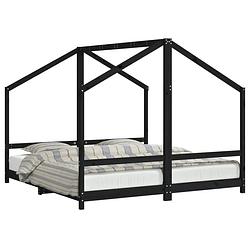 Foto van Vidaxl kinderbedframe 2x(90x190) cm massief grenenhout zwart