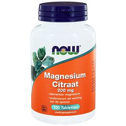 Foto van Now magnesium citraat 200mg tabletten