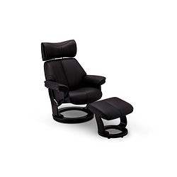 Foto van Toms relaxstoel fauteuil incl. voetenbank en verstelbare rugleuning, draaivoet, zwart pu kunstleer.