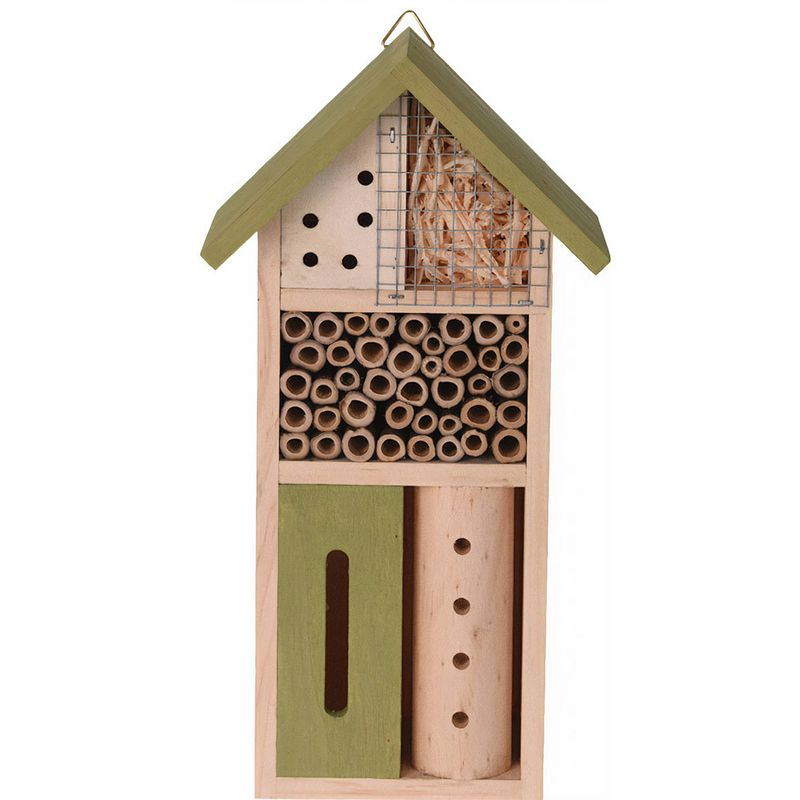 Foto van Pro garden insectenhotel 13,5 x 26 cm hout groen/naturel