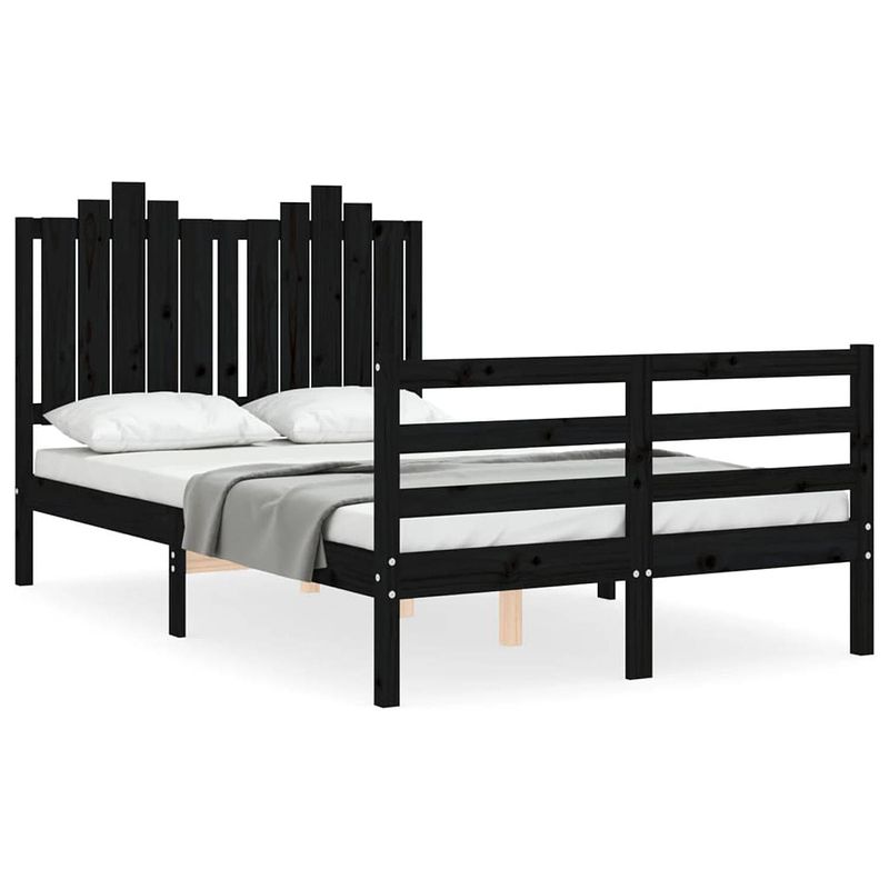 Foto van The living store bedframe massief grenenhout - 205.5 x 125.5 x 110 cm - multiplex lattenbodem - functioneel hoofd- en