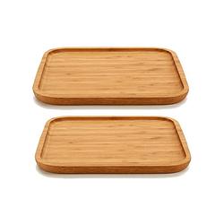 Foto van 2x stuks bamboe houten broodplanken/serveerplanken vierkant 25 cm - serveerplanken
