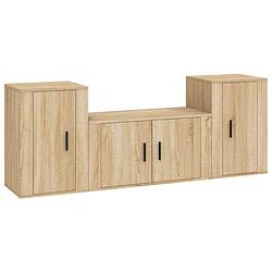 Foto van The living store tv-meubelset - sonoma eiken - 80 x 34.5 x 40 cm - inclusief 1 x 80 cm tv-meubel en 2 x 40 cm tv-meubel