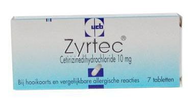 Foto van Zyrtec cetirizine 10mg tabletten 7st