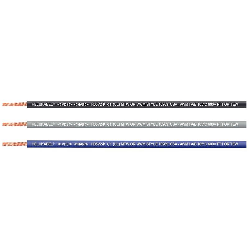 Foto van Helukabel 65421-2500 draad h05v2-k 1 x 0.75 mm² grijs 2500 m