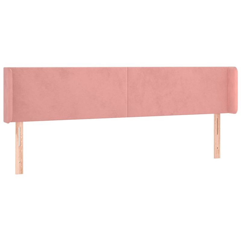 Foto van The living store hoofdbord - hoofdeind en rand - 163x16x78/88 cm - fluweel - roze - stof en hout