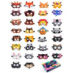 Foto van Fissaly® 30 stuks dieren jungle maskers voor kinderfeest & verkleed partijen - safari kostuum decoratie - dierenmaskers