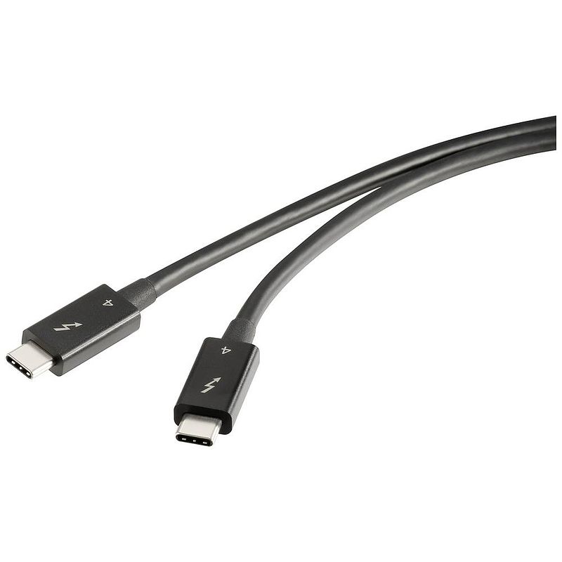 Foto van Renkforce thunderbolt-kabel thunderbolt 4 thunderbolt (usb-c) stekker, thunderbolt (usb-c) stekker 0.80 m zwart afgeschermd (dubbel) rf-5235980