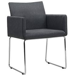 Foto van The living store eetkamerstoelen - set van 2 - donkergrijs - stoffen bekleding - 55 x 62 x 79 cm