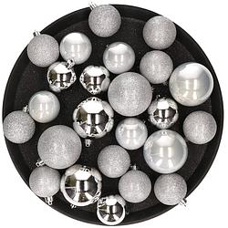 Foto van Kerstversiering set kerstballen zilver 6 - 8 cm - pakket van 36x stuks - kerstbal