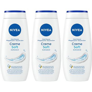 Foto van Nivea pure care shower cream creme soft 3 x 250ml bij jumbo