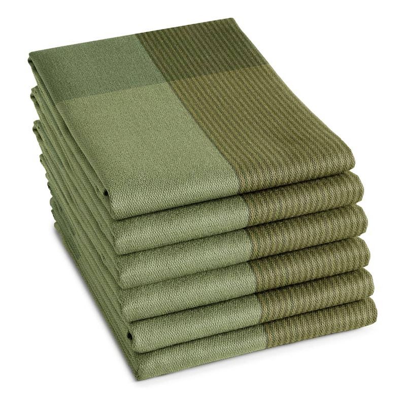 Foto van Ddddd blend theedoek (set van 6) - 100% katoen - olive green