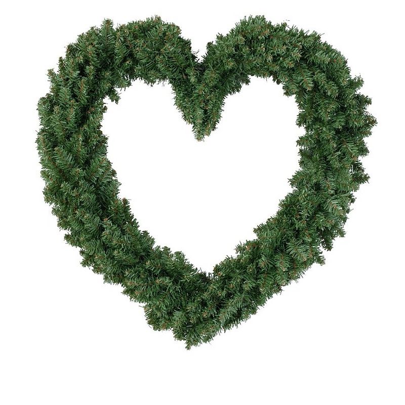 Foto van Kerstversiering kerstkrans hart groen 50 cm - kerstkransen