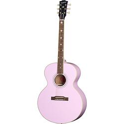 Foto van Epiphone modern collection j-180 ls pink elektrisch-akoestische westerngitaar met koffer