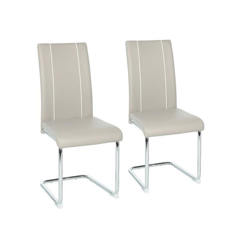 Foto van Set van 2 stoelen - lichtgrijs imitatie - metalen poten - l 44 x d 56 x h 101 cm - gaspard