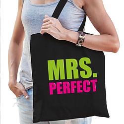 Foto van Mrs. perfect cadeau tas zwart voor dames - feest boodschappentassen