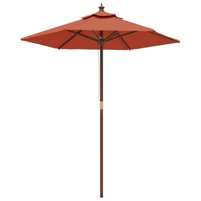 Foto van Vidaxl parasol met houten paal 196x231 cm terracottakleurig