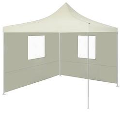 Foto van Vidaxl partytent met 2 zijwanden inklapbaar 2x2 m staal crème