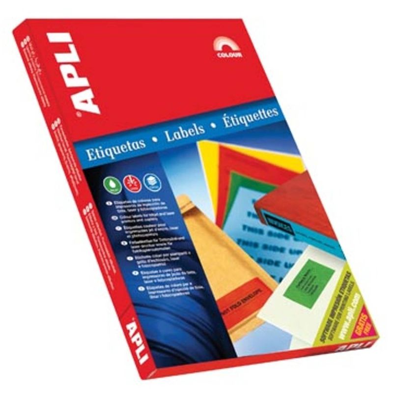 Foto van Apli gekleurde etiketten ft 70 x 37 mm (b x h), rood, 2.400 stuks, 24 per blad