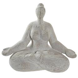 Foto van Items home decoratie beeldje yoga dame - zittend - 27 x 15 x 24 cm - beeldjes