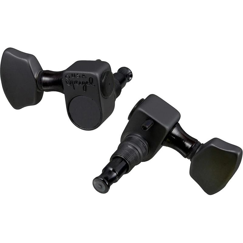 Foto van Sperzel solid pro tuners 3x3 satin black stemmechanieken voor gitaar (set van 6)