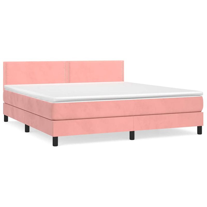 Foto van Vidaxl boxspring met matras fluweel roze 180x200 cm