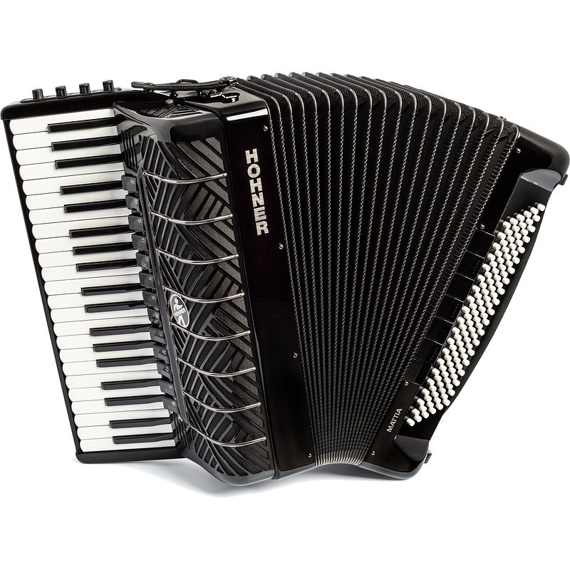 Foto van Hohner mattia iv 120 bk stage accordeon met pianoklavier