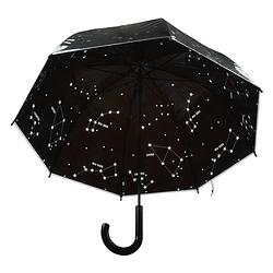 Foto van Zwarte paraplu met transparante sterrenhemel print 81 cm - paraplu's