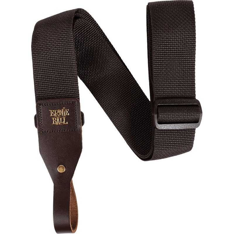 Foto van Ernie ball 5366 polypro acoustic guitar strap brown gitaarband met headstock tie