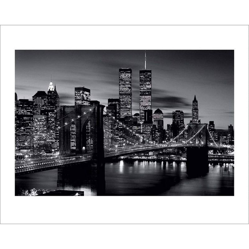 Foto van Pyramid brooklyn bridge at night black and white kunstdruk 50x40cm