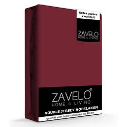 Foto van Zavelo double jersey hoeslaken bordeaux-lits-jumeaux (200x220 cm)