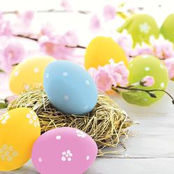 Foto van 40x servetten pasen thema pastel gekleurde eieren 33 x 33 cm - feestservetten