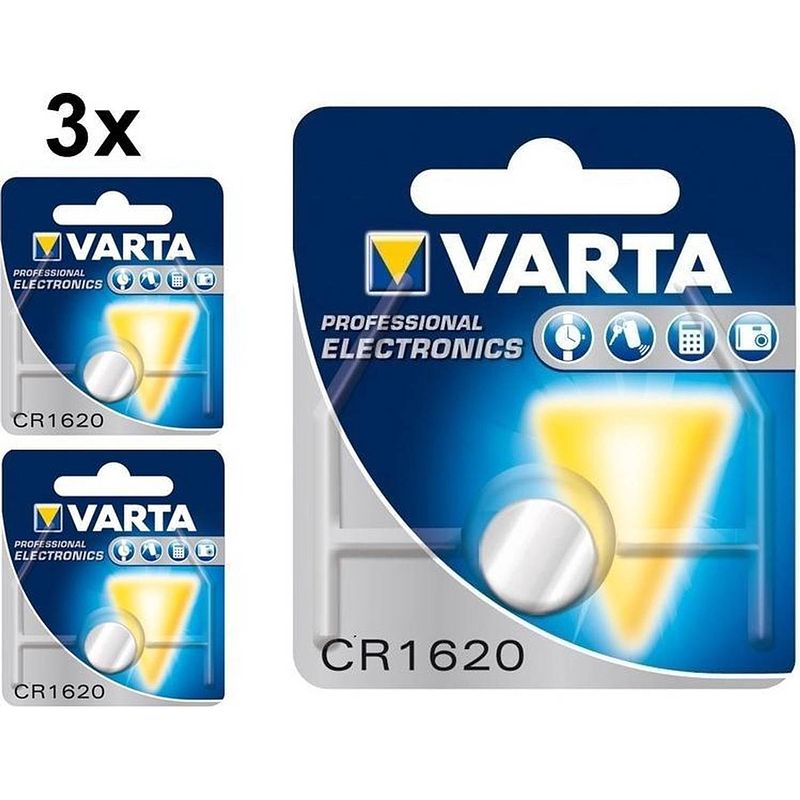 Foto van 3 stuks - varta professional electronics cr1620 6620 70mah 3v knoopcelbatterij