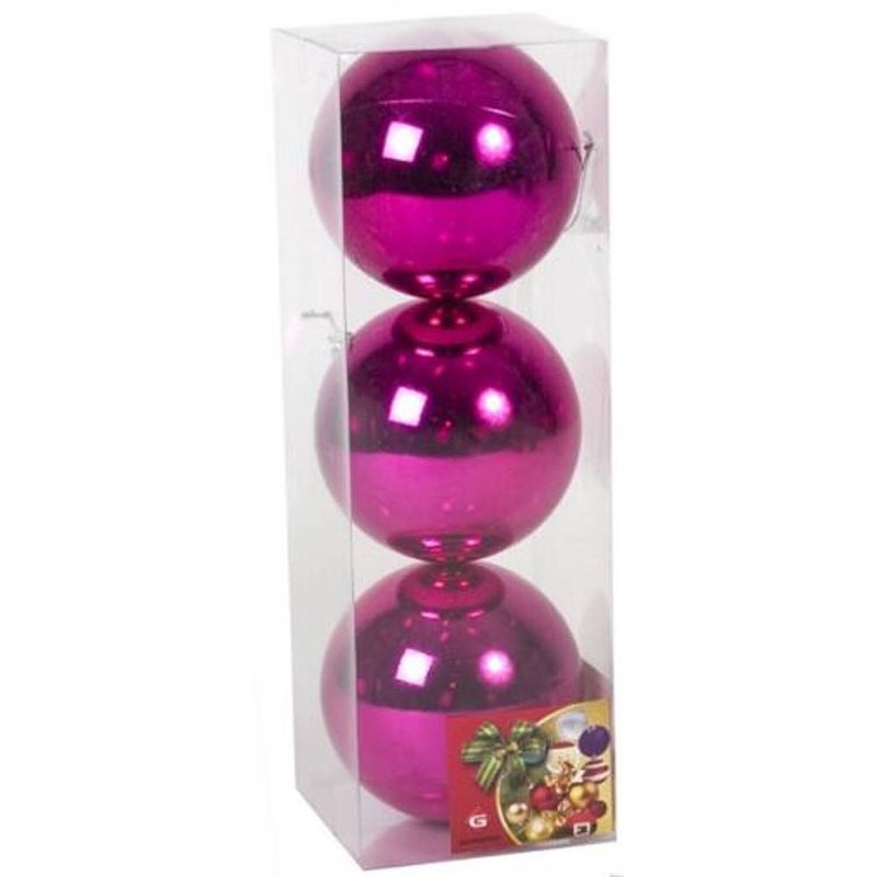 Foto van Gerimport kerstballen 10 cm roze 3 stuks