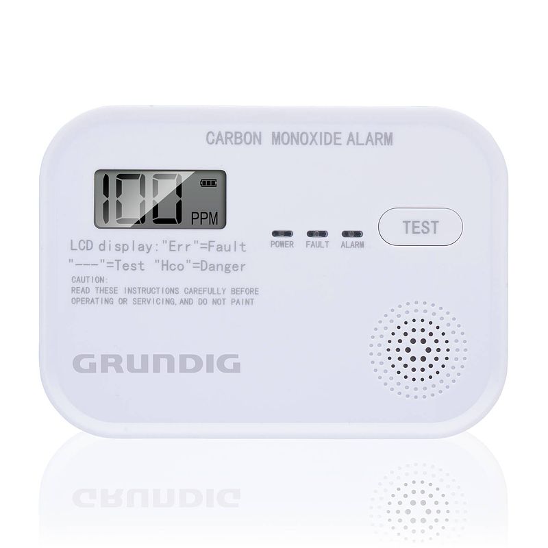 Foto van Grundig co melder - hoogsensitieve koolmonoxidemelder - lcd scherm - 10 jaar sensor - wit