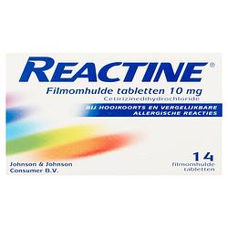 Foto van Reactine cetirizine 10mg tabletten 14st