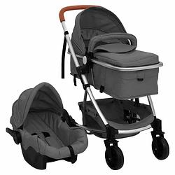 Foto van Vidaxl kinderwagen 3-in-1 aluminium donkergrijs