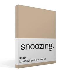 Foto van Snoozing - flanel - kussenslopen - set van 2 - 40x60 - camel