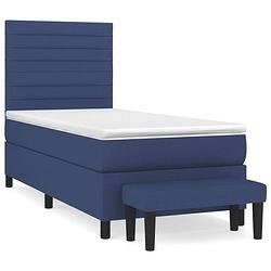 Foto van Vidaxl boxspring met matras stof blauw 80x200 cm