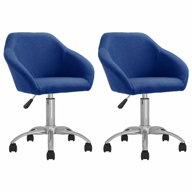 Foto van Vidaxl eetkamerstoelen draaibaar 2 st stof blauw