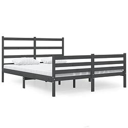 Foto van Vidaxl bedframe massief grenenhout grijs 150x200 cm 5ft king size