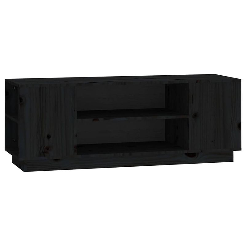 Foto van The living store tv-meubel 110x35x40-5 cm massief grenenhout zwart - kast