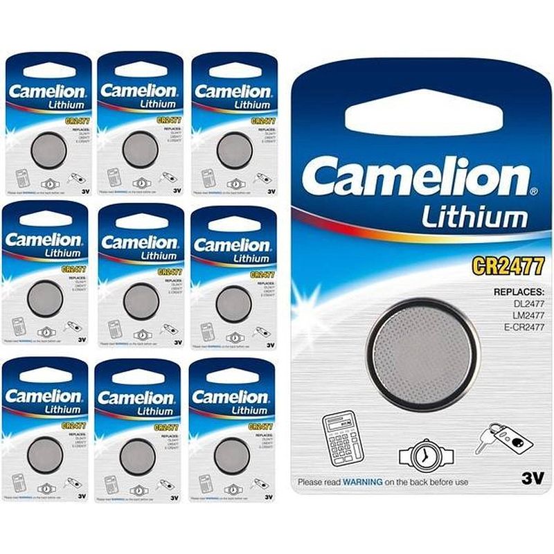 Foto van 10 stuks - camelion lithium cr2477 3v knoopcelbatterij