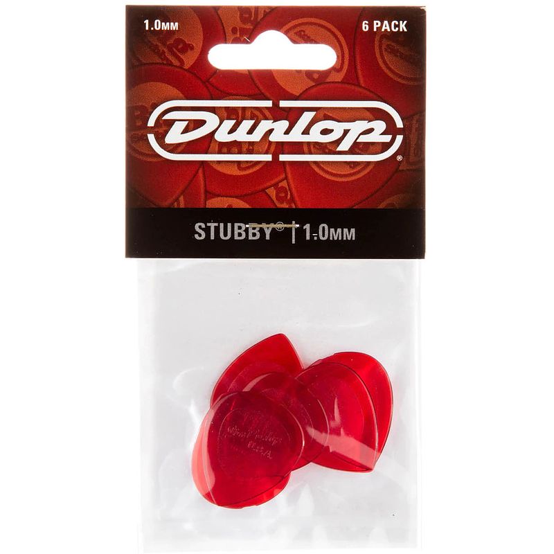 Foto van Dunlop 474p100 stubby jazz pick 1.0 mm plectrum set 6 stuks