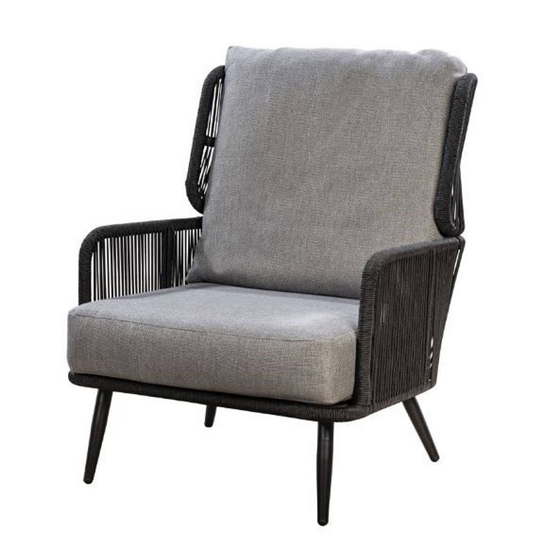 Foto van Tsubasa lounge chair alu black/rope black/mixed grey