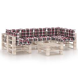 Foto van Vidaxl 7-delige loungeset met kussens pallet grenenhout